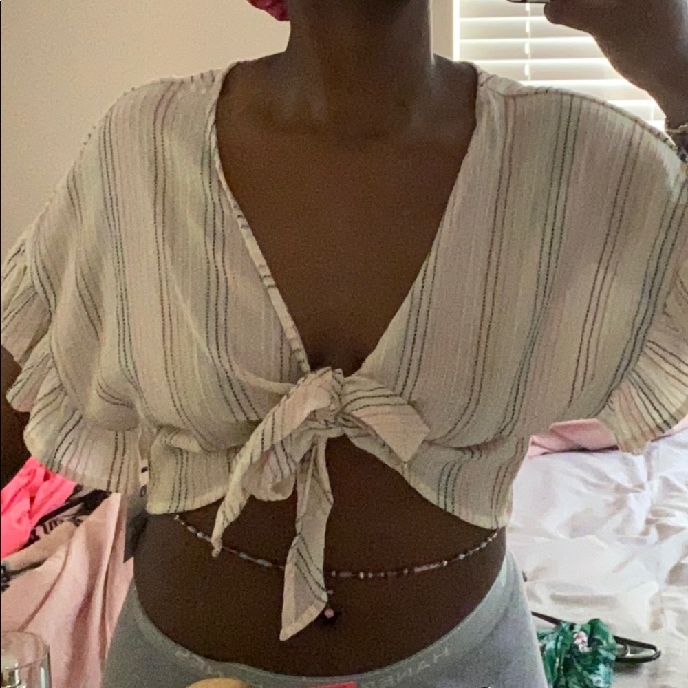 robbed tie up crop top with different colors